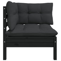 Thumbnail for 2-Sitzer-Gartensofa mit Kissen Schwarz Massivholz Kiefer