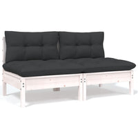 Thumbnail for 2-Sitzer-Gartensofa mit Kissen Weiß Massivholz Kiefer