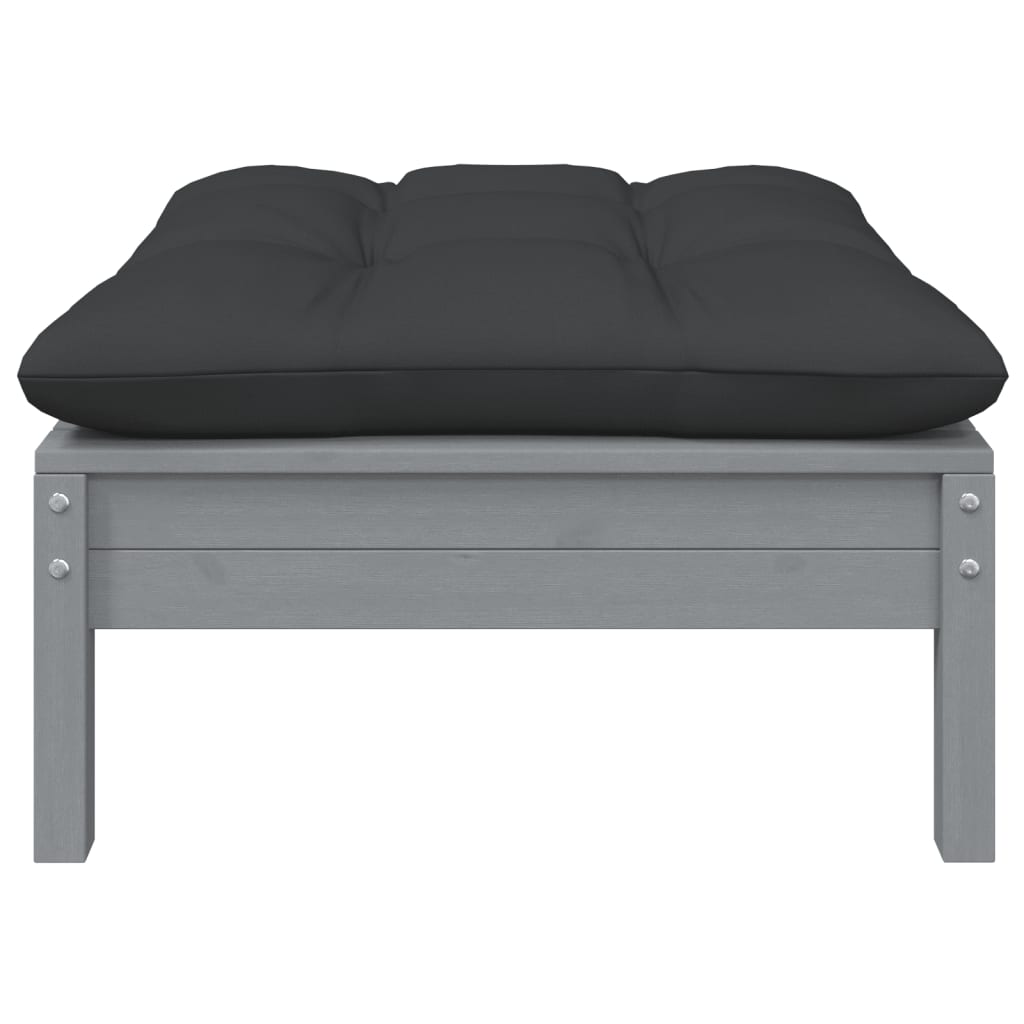 2-Sitzer-Gartensofa mit Kissen Grau Massivholz Kiefer