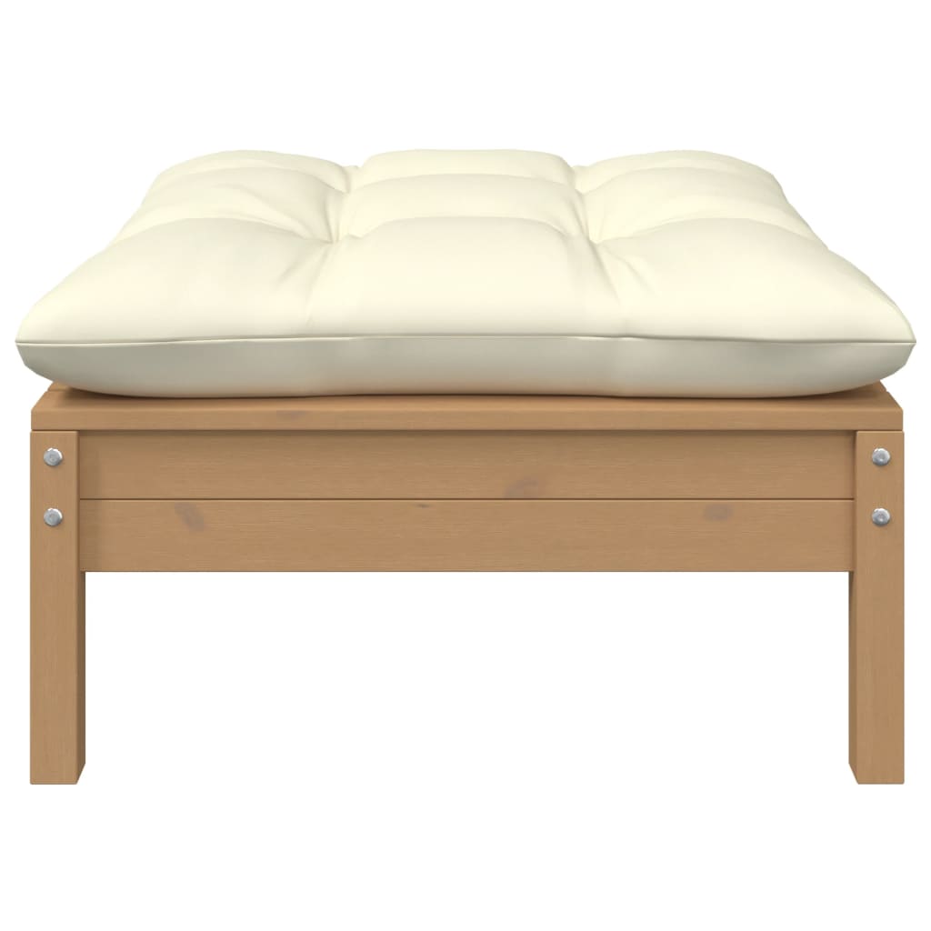 2-Sitzer-Gartensofa mit Kissen Creme Massivholz Kiefer