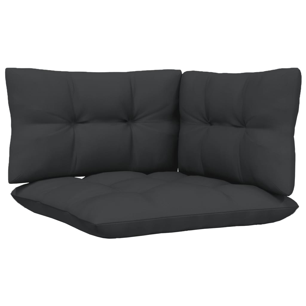 3-tlg. Garten-Lounge-Set mit Kissen Grau Kiefer Massivholz