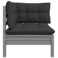 Thumbnail for 3-tlg. Garten-Lounge-Set mit Kissen Grau Kiefer Massivholz
