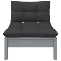 Thumbnail for 3-tlg. Garten-Lounge-Set mit Kissen Grau Kiefer Massivholz