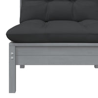 Thumbnail for 3-tlg. Garten-Lounge-Set mit Kissen Grau Kiefer Massivholz