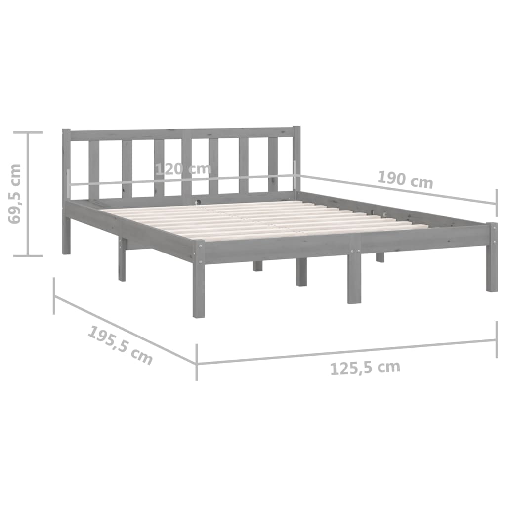 Massivholzbett Grau 120x190 cm 4FT Small Double