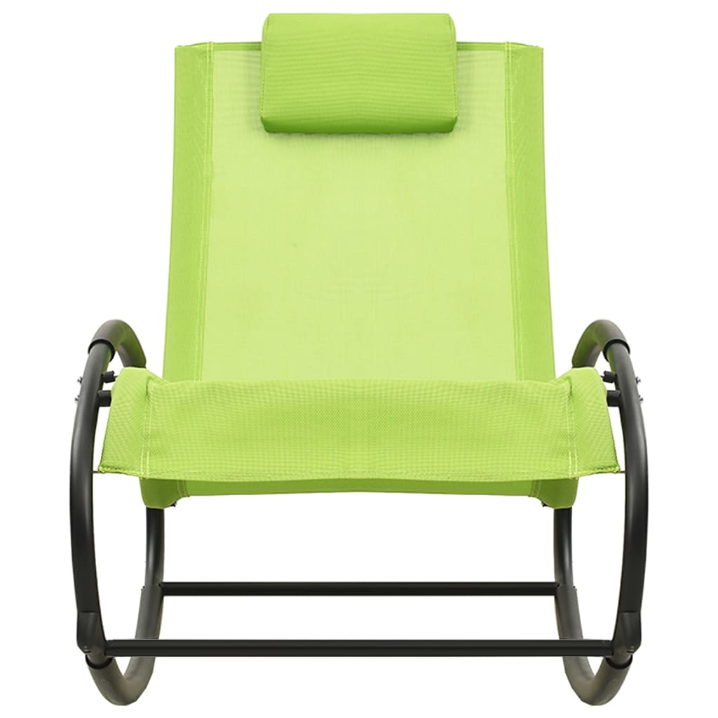 Sonnenliege mit Kissen Stahl und Textilene Grün