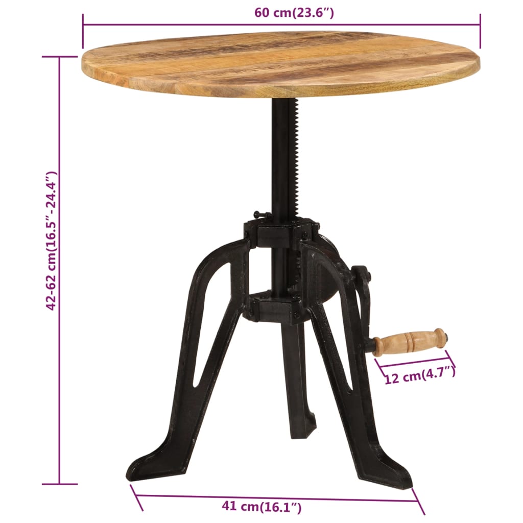 Beistelltisch 60x(42-62) cm Massivholz Mango und Gusseisen