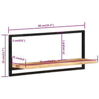 Thumbnail for Wandregale 2 Stk. 80x25x35 cm Massivholz Akazie und Stahl