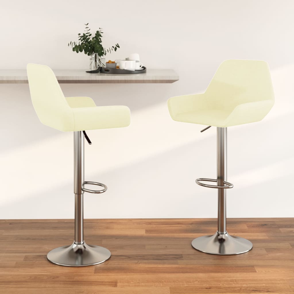 Barhocker 2 Stk. Creme Stoff
