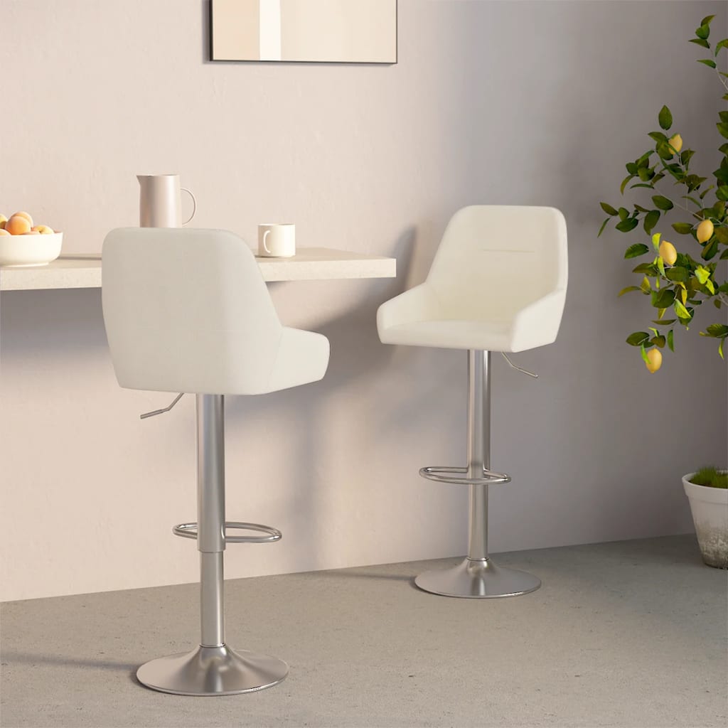 Barhocker 2 Stk. Creme Stoff