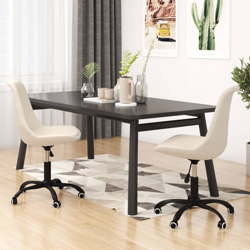 Esszimmerstühle 2 Stk. Drehbar Creme Stoff