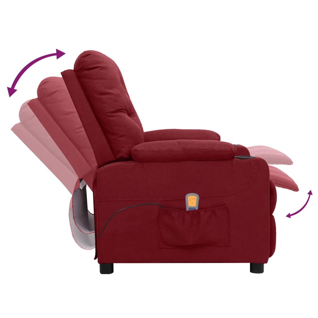 Massagesessel Weinrot Stoff