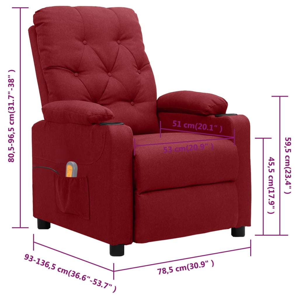 Massagesessel Weinrot Stoff