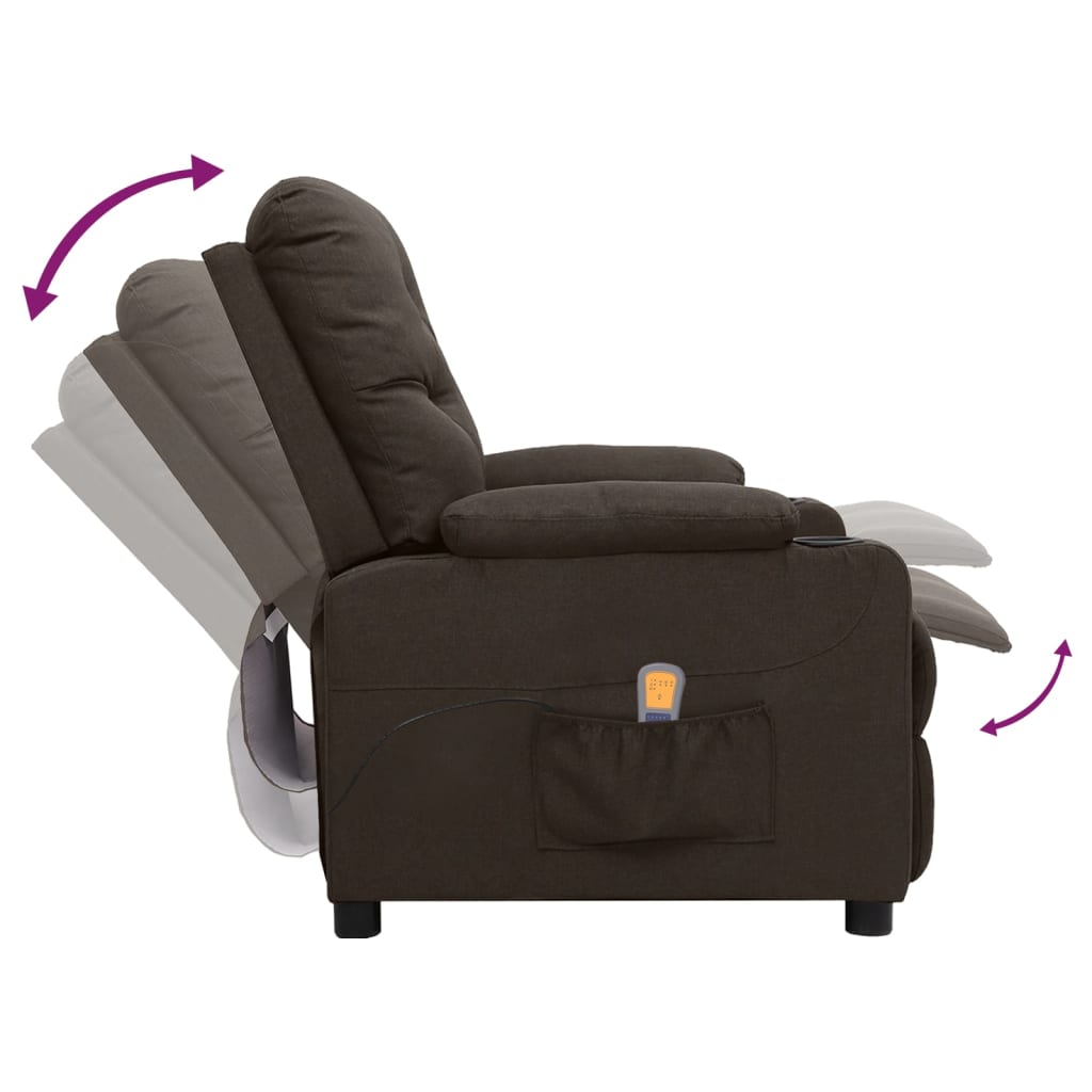 Massagesessel Dunkelbraun Stoff