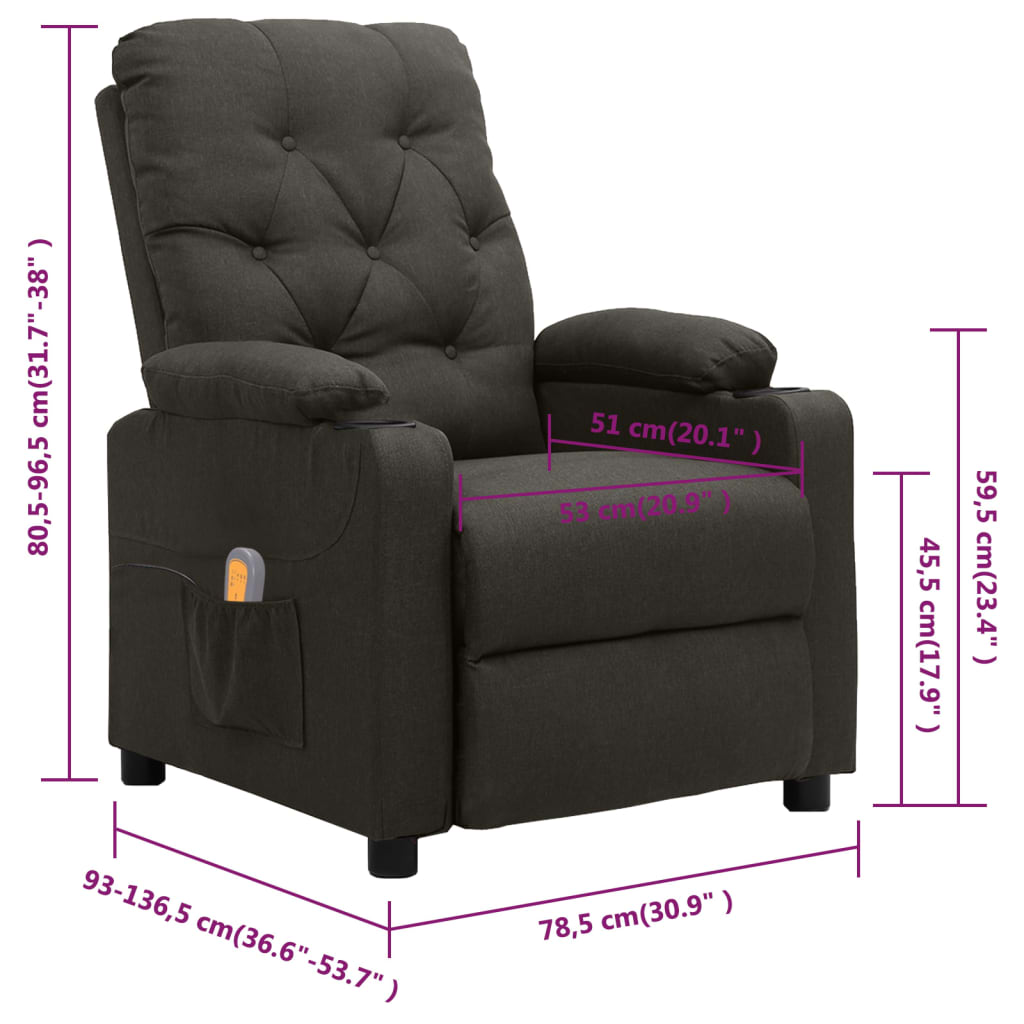 Massagesessel Taupe Stoff
