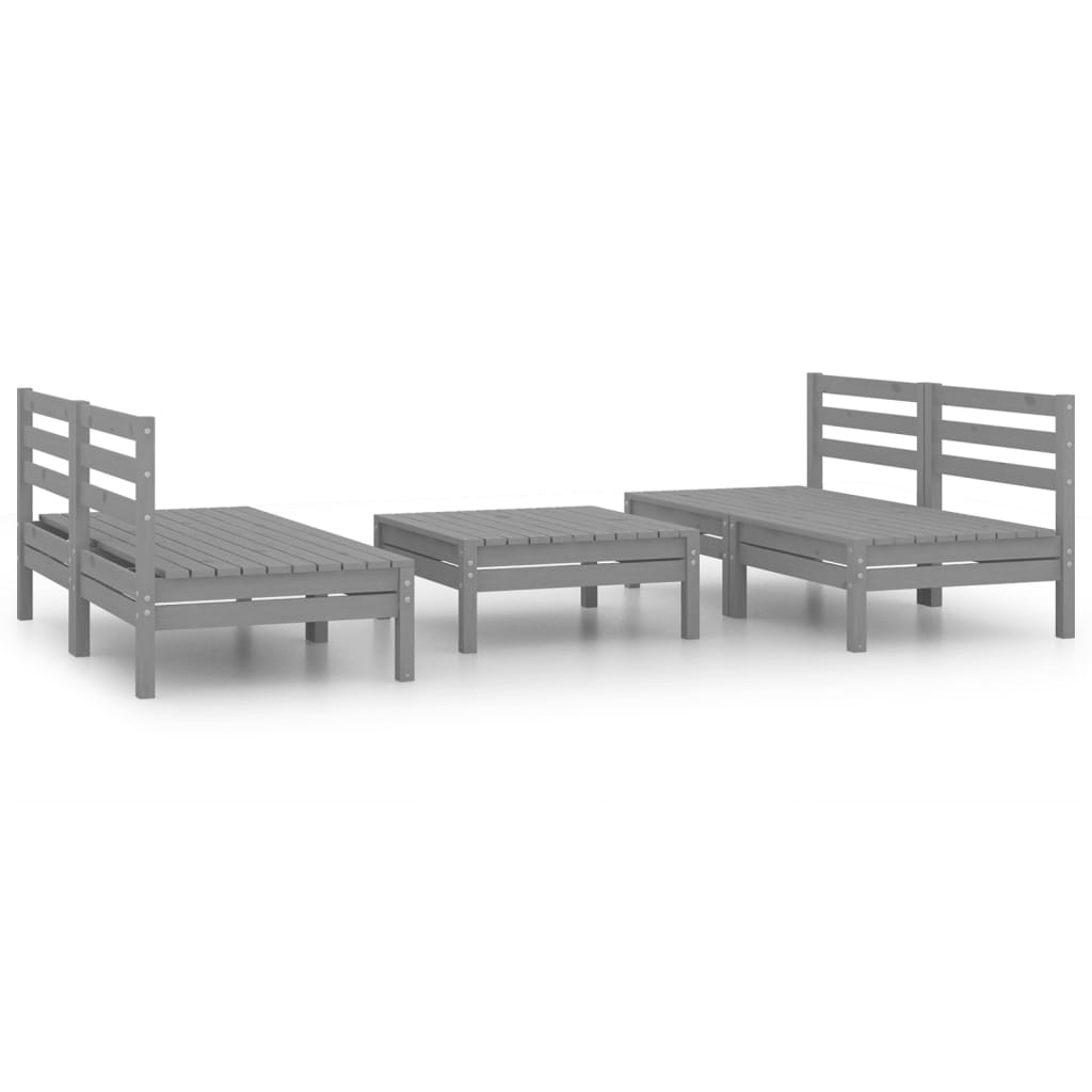 5-tlg. Garten-Lounge-Set Grau Kiefer Massivholz