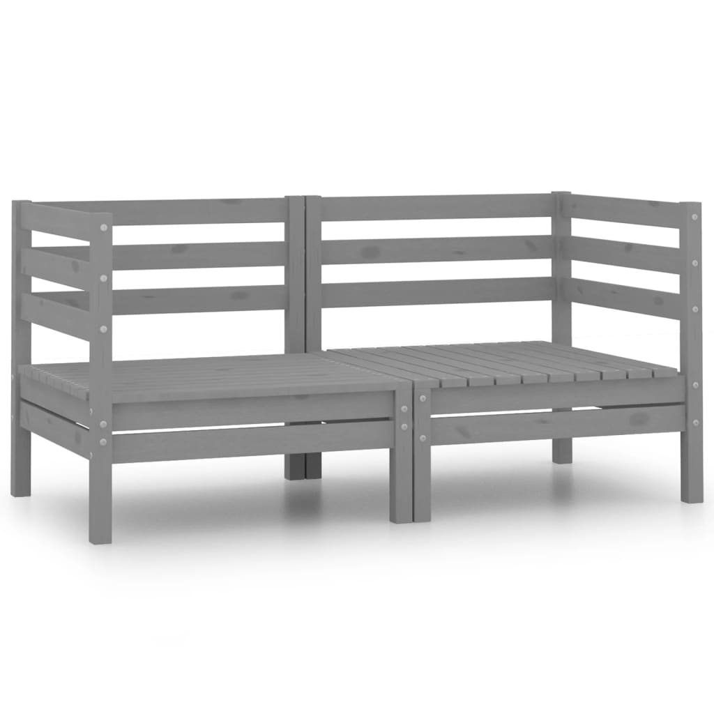 2-Sitzer-Gartensofa Grau Kiefer Massivholz