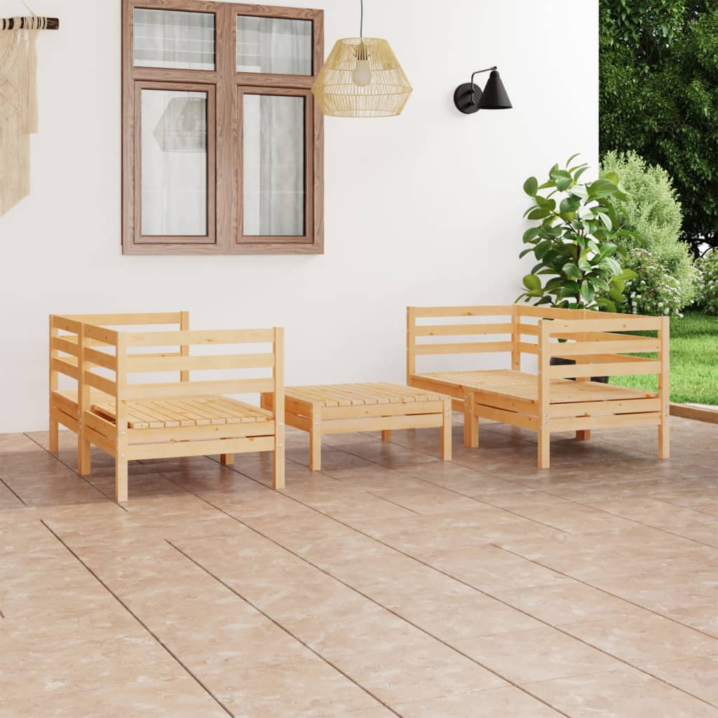 3082397 vidaXL 5 Piece Garden Lounge Set Solid Pinewood (806577+806582x2)