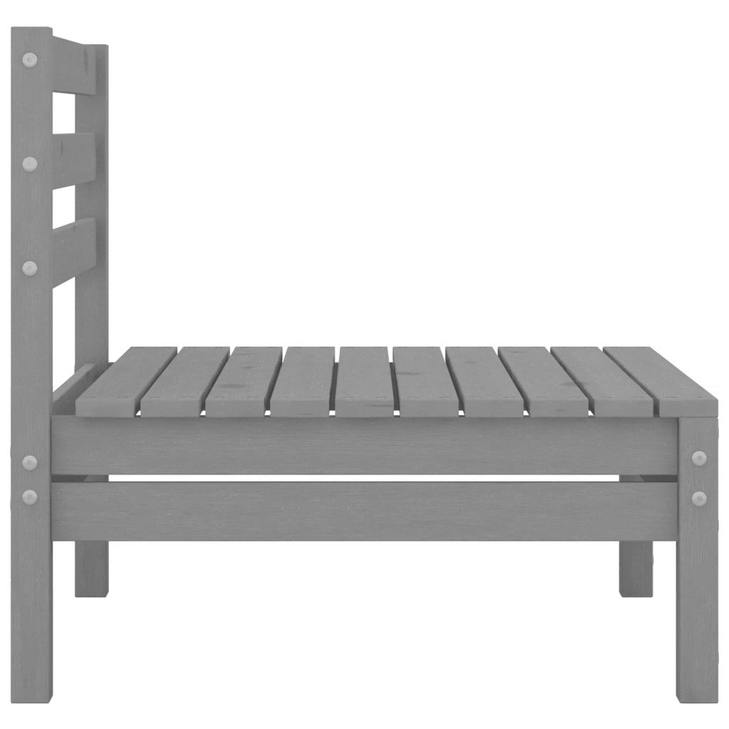 13-tlg. Garten-Lounge-Set Grau Kiefer Massivholz