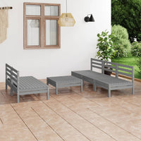 Thumbnail for 6-tlg. Garten-Lounge-Set Grau Kiefer Massivholz
