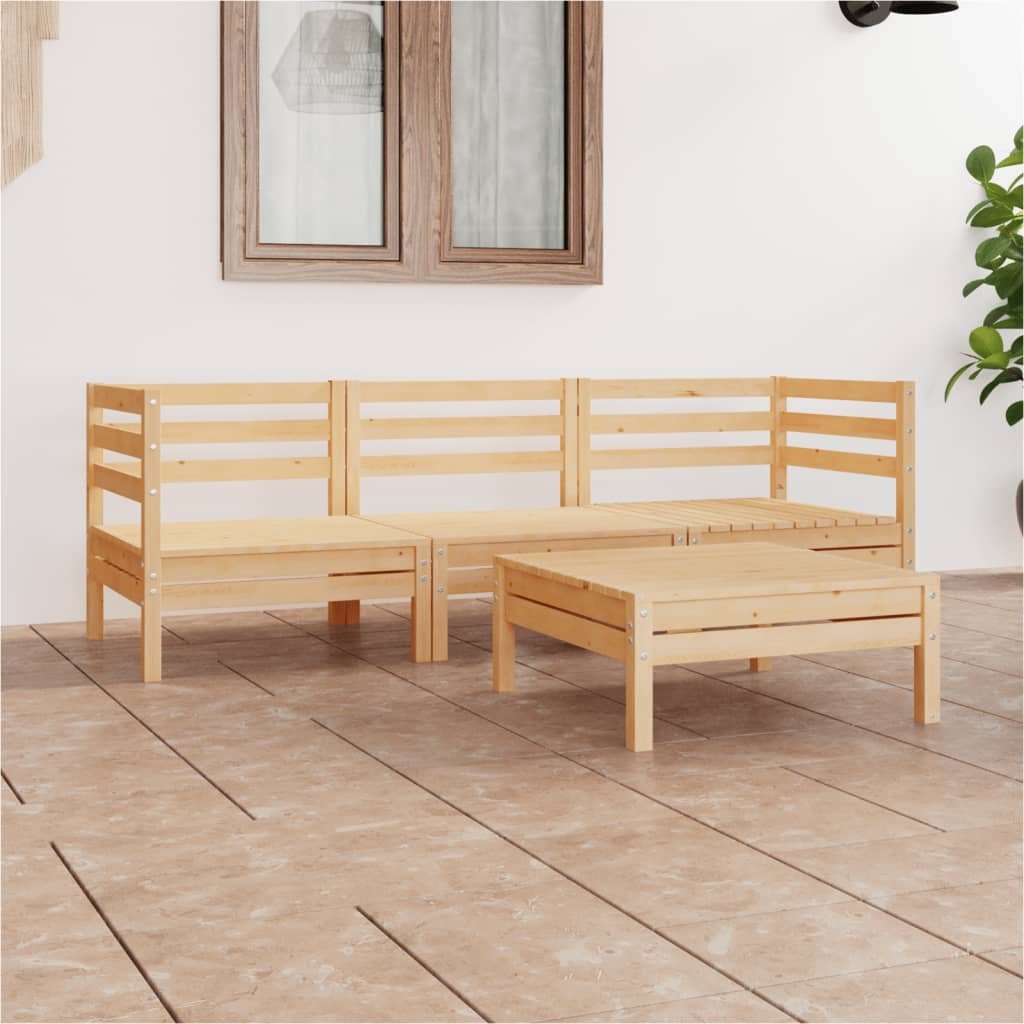 4-tlg. Garten-Lounge-Set Massivholz Kiefer