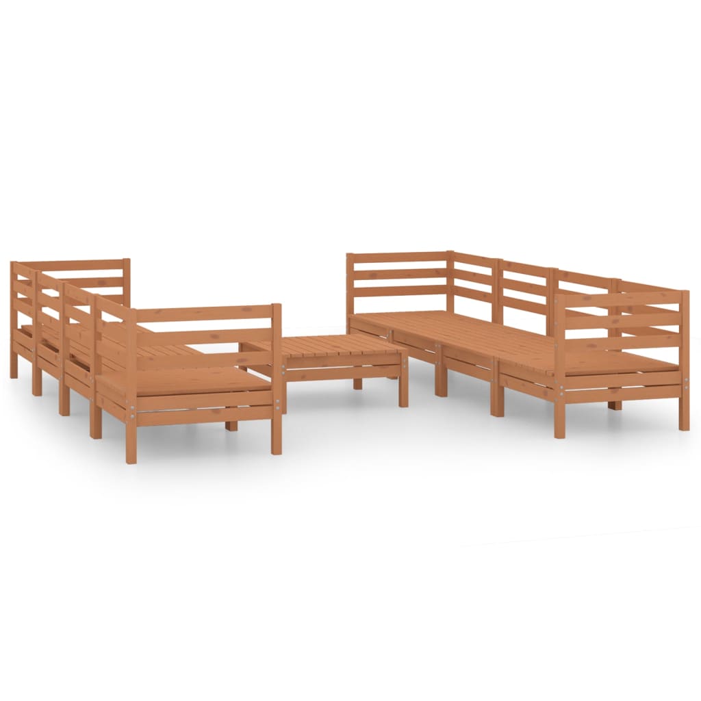 9-tlg. Garten-Lounge-Set Honigbraun Massivholz Kiefer