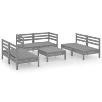 Thumbnail for 7-tlg. Garten-Lounge-Set Grau Massivholz Kiefer