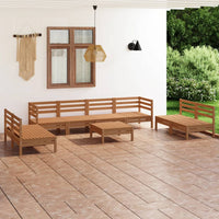 Thumbnail for 9-tlg. Garten-Lounge-Set Honigbraun Massivholz Kiefer