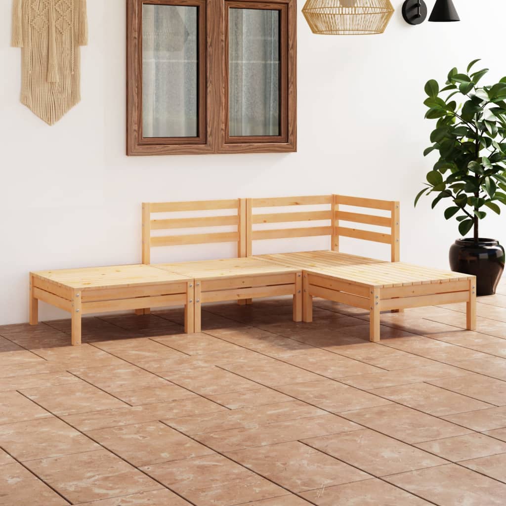 4-tlg. Garten-Lounge-Set Massivholz Kiefer