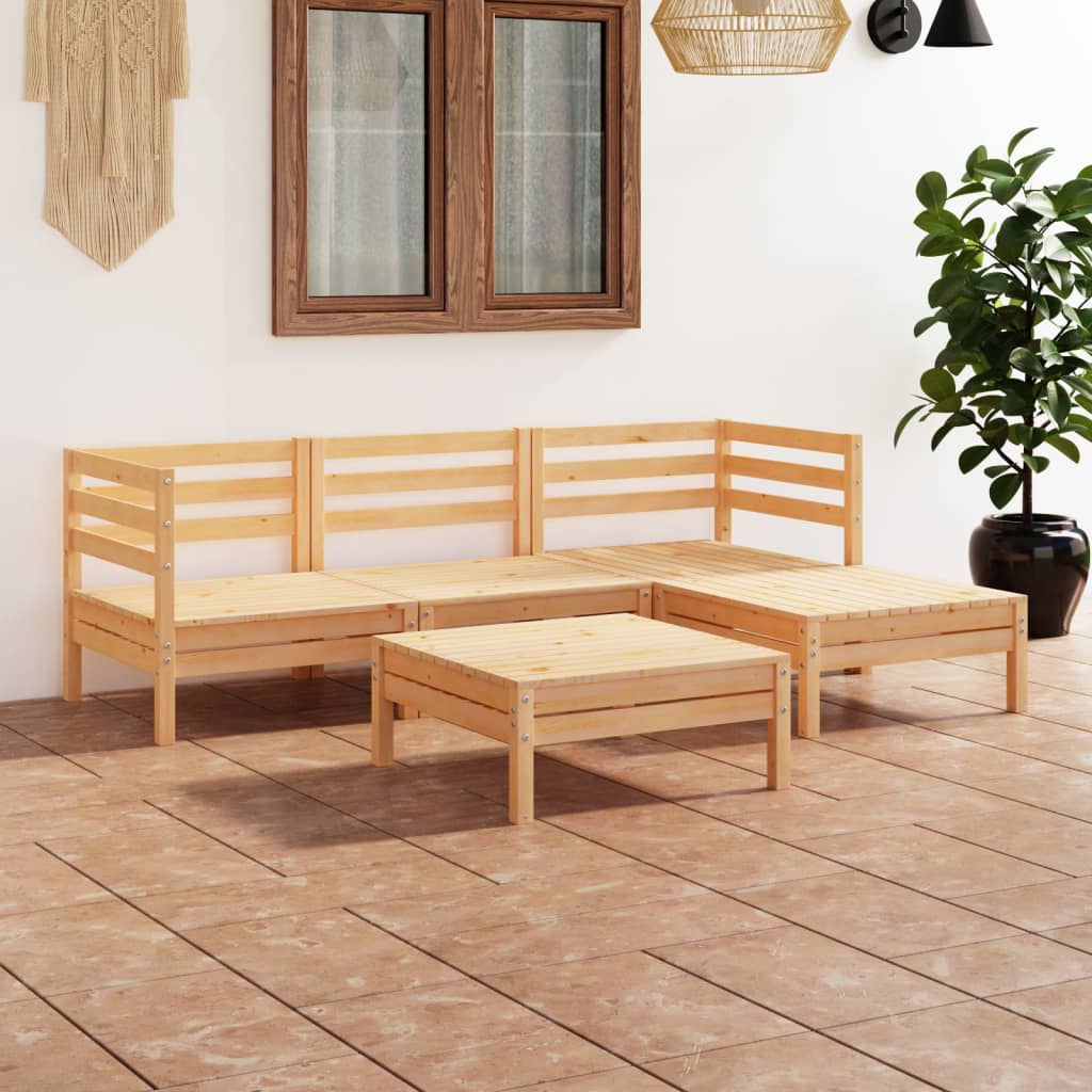 5-tlg. Garten-Lounge-Set Kiefer Massivholz