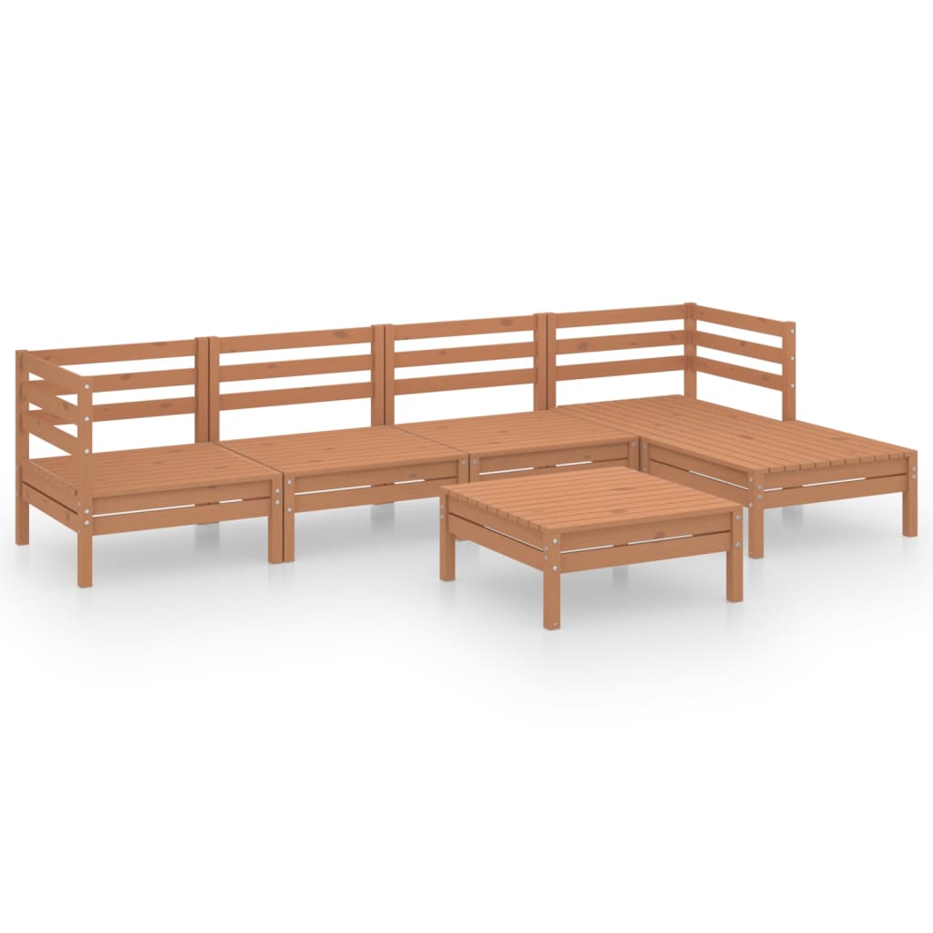 6-tlg. Garten-Lounge-Set Massivholz Kiefer Honigbraun