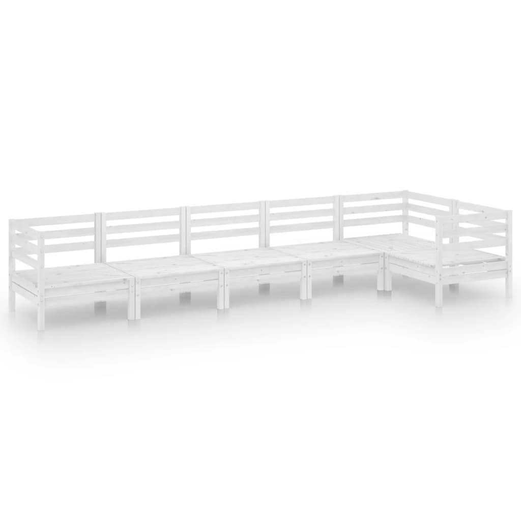 6-tlg. Garten-Lounge-Set Massivholz Kiefer Weiß