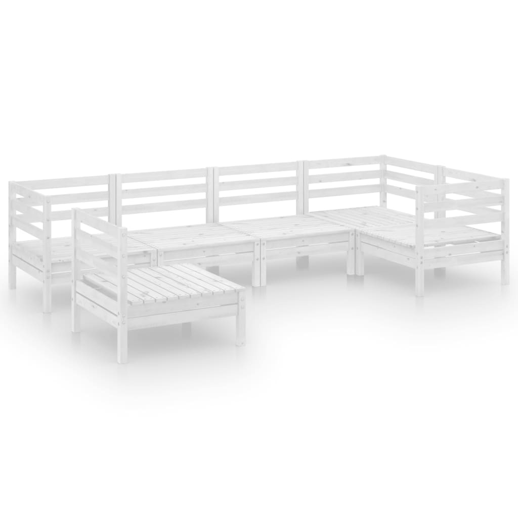 6-tlg. Garten-Lounge-Set Massivholz Kiefer Weiß