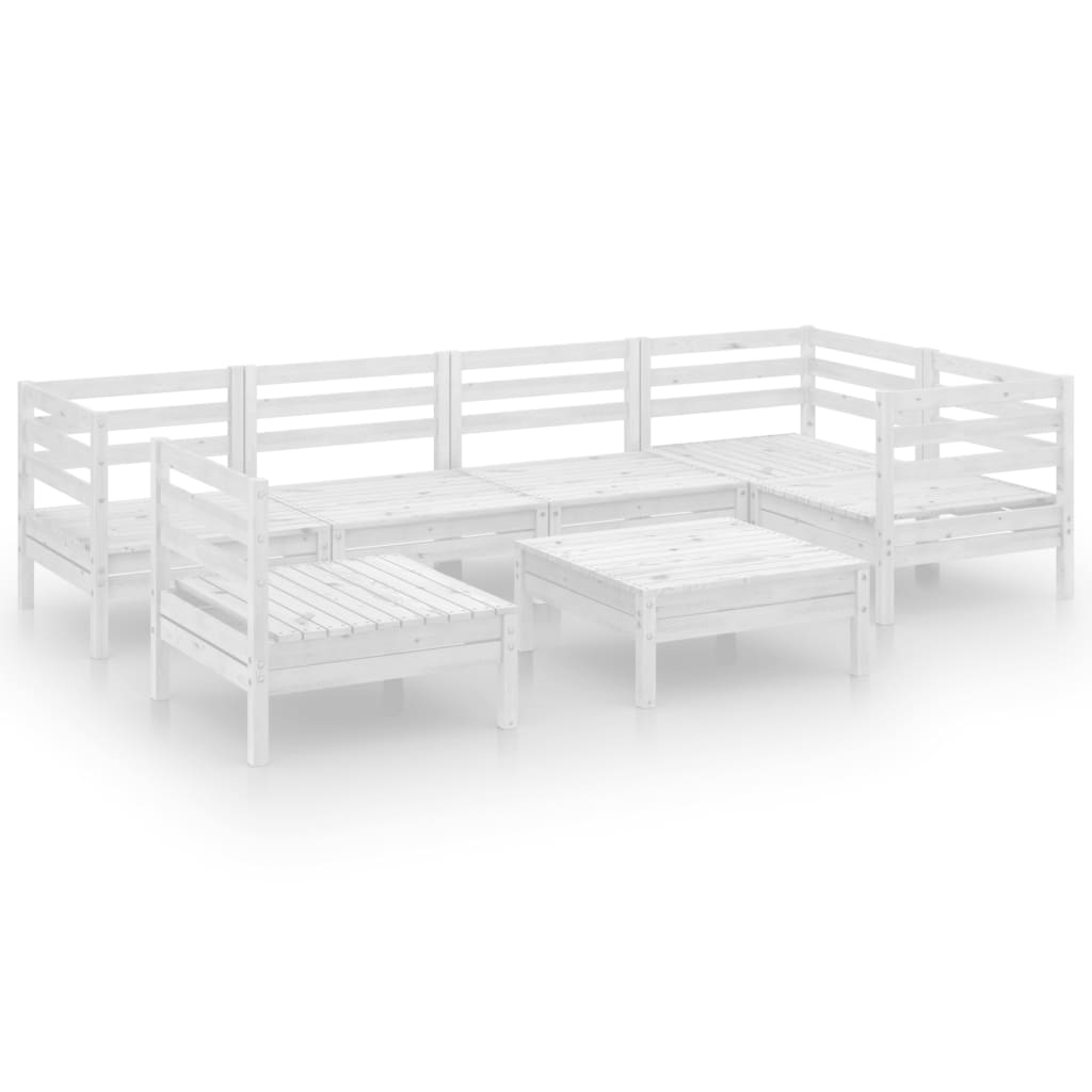 7-tlg. Garten-Lounge-Set Massivholz Kiefer Weiß