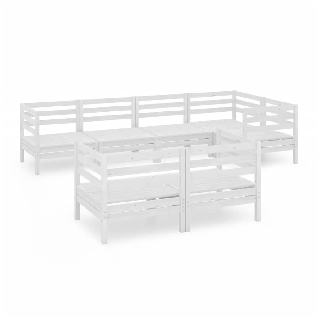 7-tlg. Garten-Lounge-Set Massivholz Kiefer Weiß