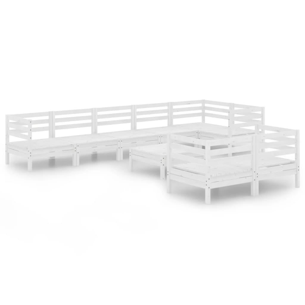 9-tlg. Garten-Lounge-Set Massivholz Kiefer Weiß