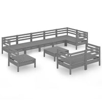 Thumbnail for 10-tlg. Garten-Lounge-Set Massivholz Kiefer Grau