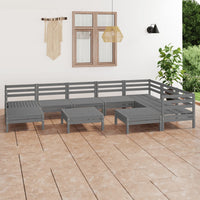 Thumbnail for 10-tlg. Garten-Lounge-Set Massivholz Kiefer Grau