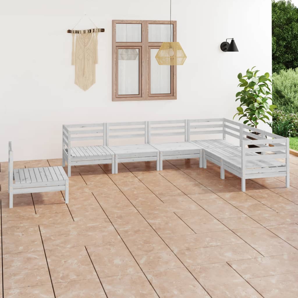 7-tlg. Garten-Lounge-Set Massivholz Kiefer Weiß