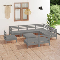 Thumbnail for 10-tlg. Garten-Lounge-Set Massivholz Kiefer Grau