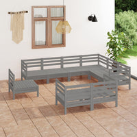 Thumbnail for 9-tlg. Garten-Lounge-Set Massivholz Kiefer Grau