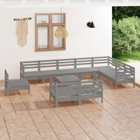 Thumbnail for 11-tlg. Garten-Lounge-Set Massivholz Kiefer Grau