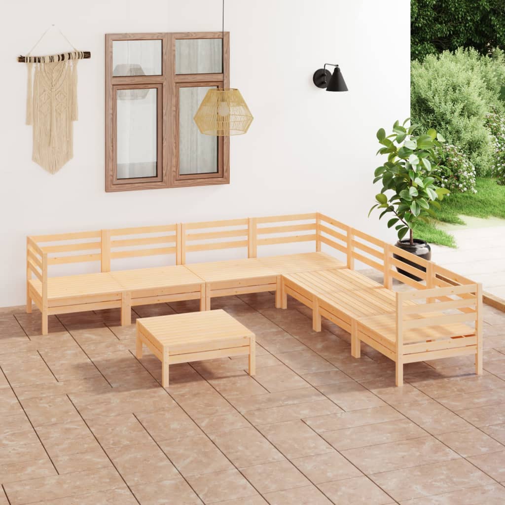 8-tlg. Garten-Lounge-Set Massivholz Kiefer