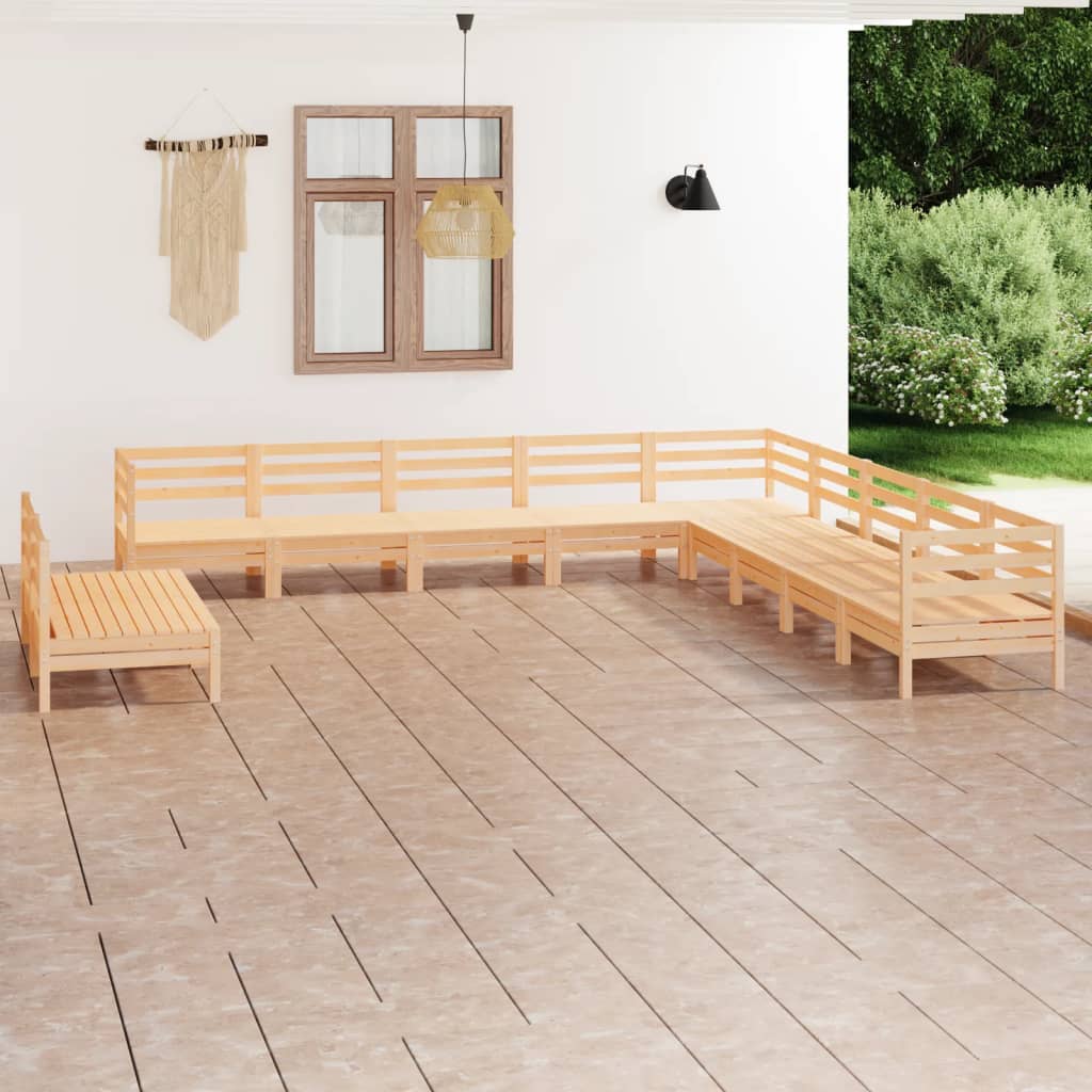 11-tlg. Garten-Lounge-Set Massivholz Kiefer