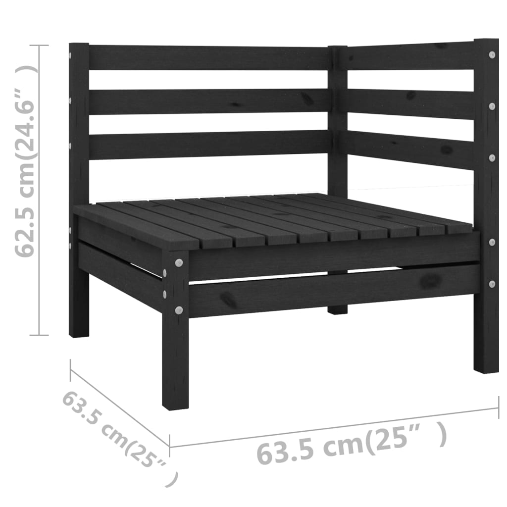 12-tlg. Garten-Lounge-Set Massivholz Kiefer Schwarz