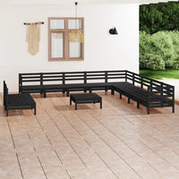 Thumbnail for 12-tlg. Garten-Lounge-Set Massivholz Kiefer Schwarz