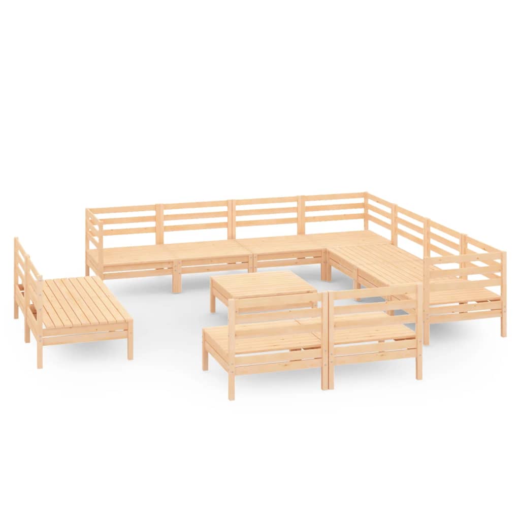 12-tlg. Garten-Lounge-Set Massivholz Kiefer