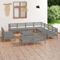 Thumbnail for 12-tlg. Garten-Lounge-Set Massivholz Kiefer Grau
