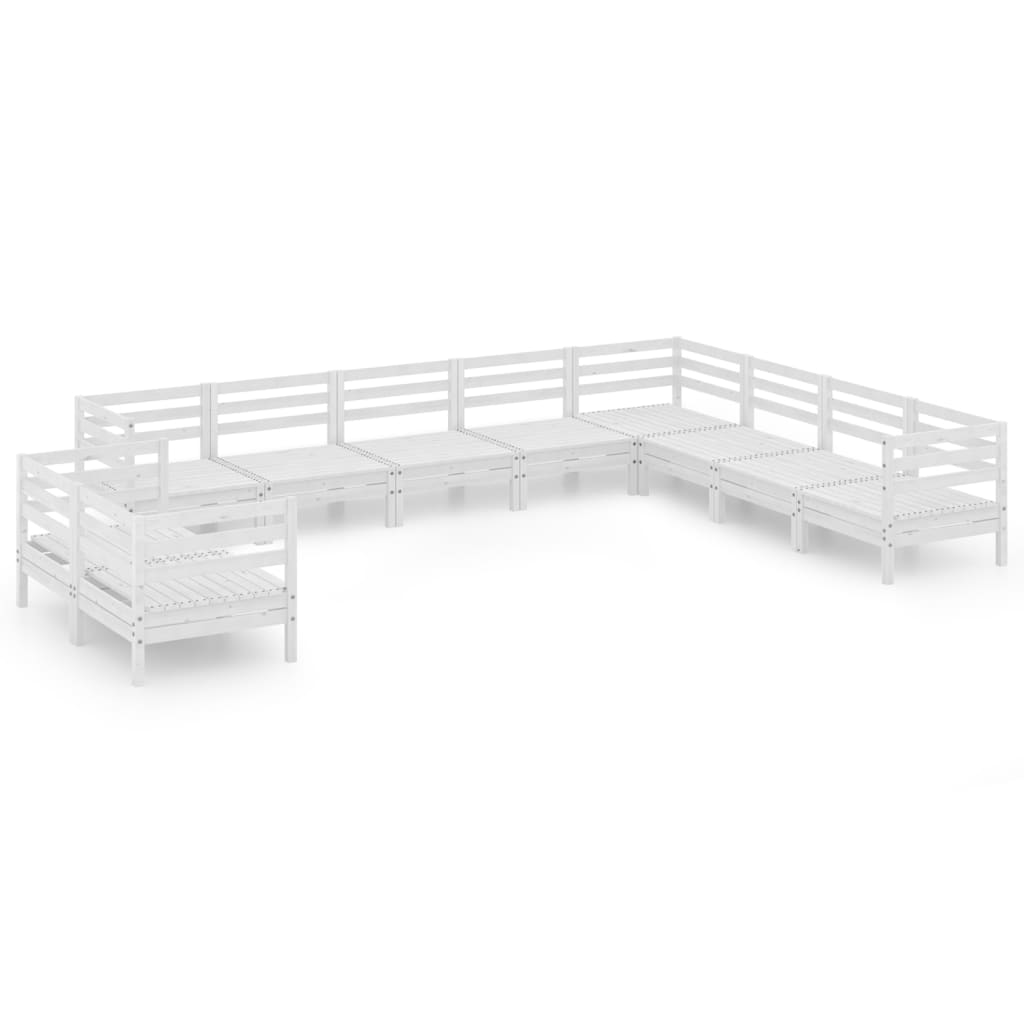 10-tlg. Garten-Lounge-Set Massivholz Kiefer Weiß