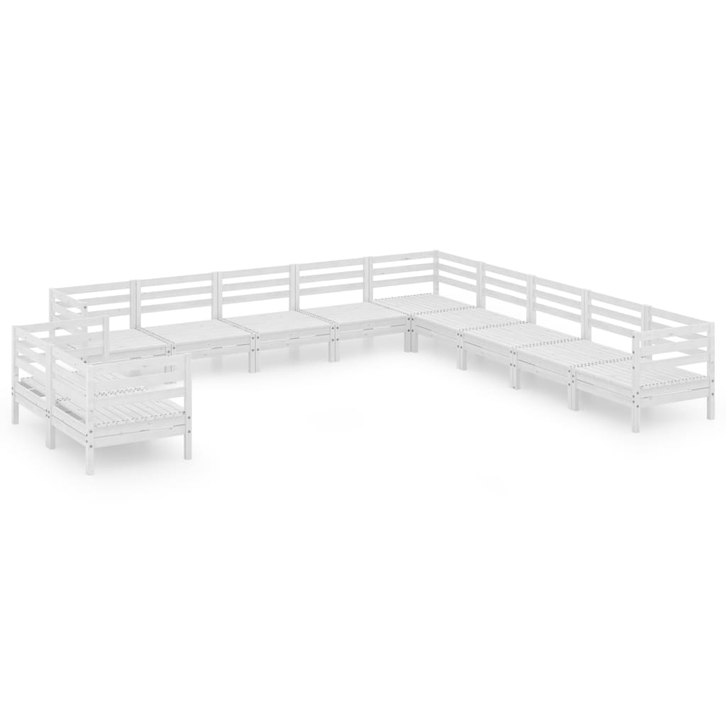 11-tlg. Garten-Lounge-Set Massivholz Kiefer Weiß